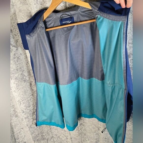 Women's Saucony Boulder Drizzle Jacket sodalite rain wind lightweight large - Picture 8 of 12